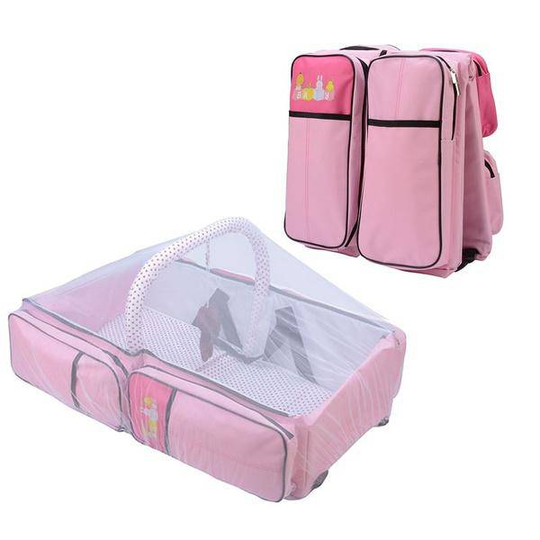 2-in-1 Baby Bed And Bag With Net - Grey