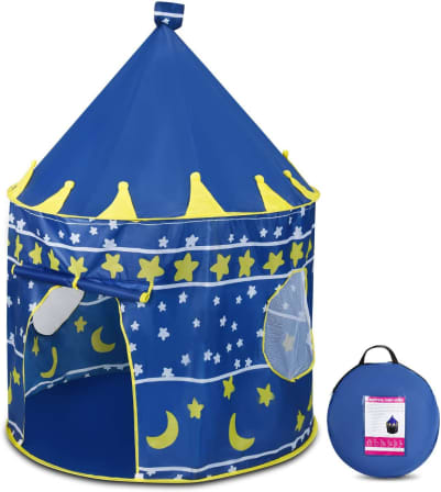 Foldable Kids’ Play Tent with Carry Bag — Blue (Ages 3+)