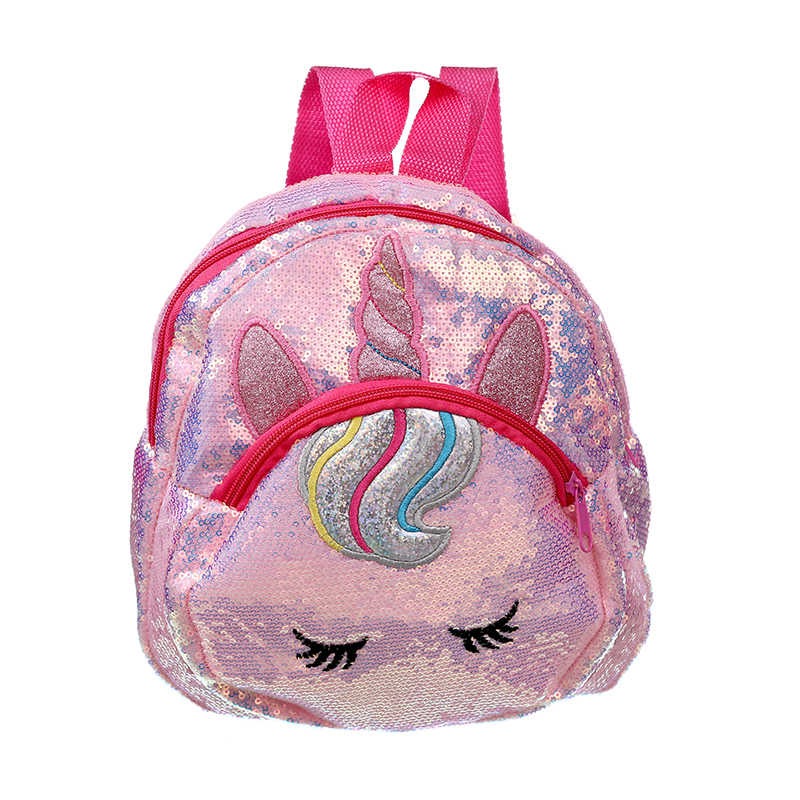 Pink Baby Girl Sequin Glitters Unicorn Backpack
