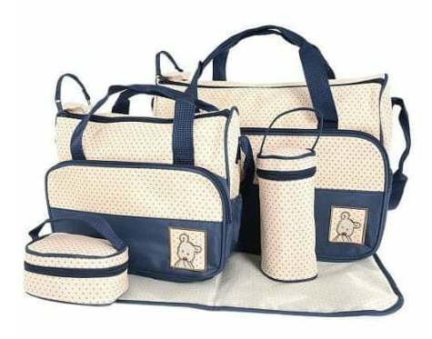 5 in 1 Multifunctional Baby Bag - Navy Dots