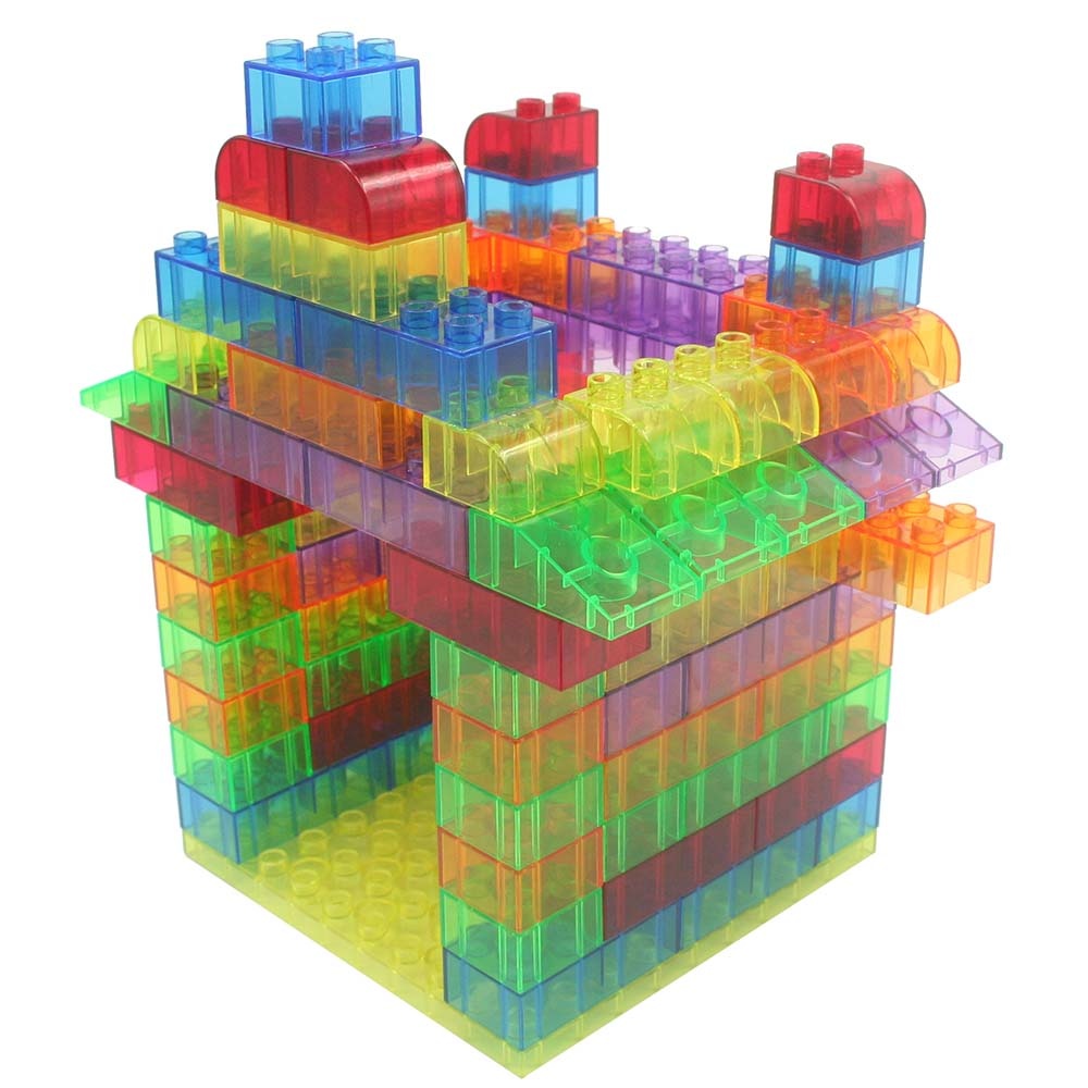 Translucent Building Blocks with PlayBoard – 73pcs in Polybag