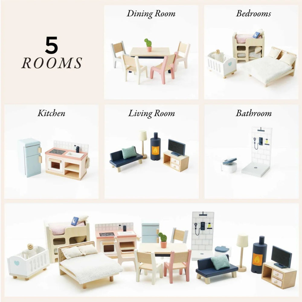 Le Toy Van – Complete Dolls House Furniture Set – 35pcs