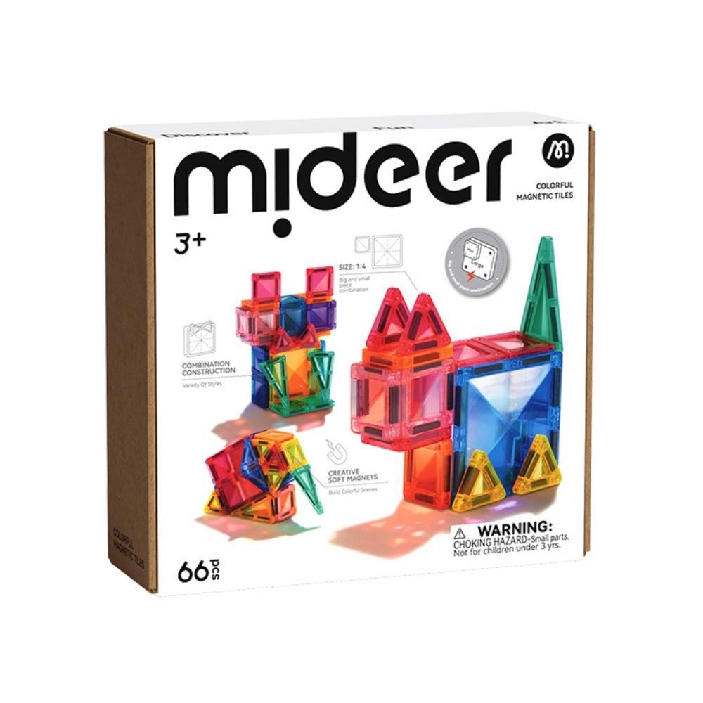 Mideer – Colourful Mini Magnetic Tiles Building Set – 66pcs