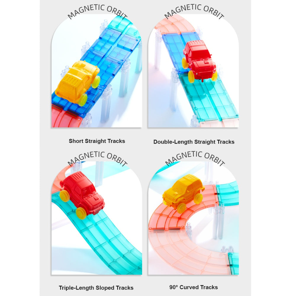 Mideer – Racing Track Grooved Magnetic Tiles Building Set - photo 3