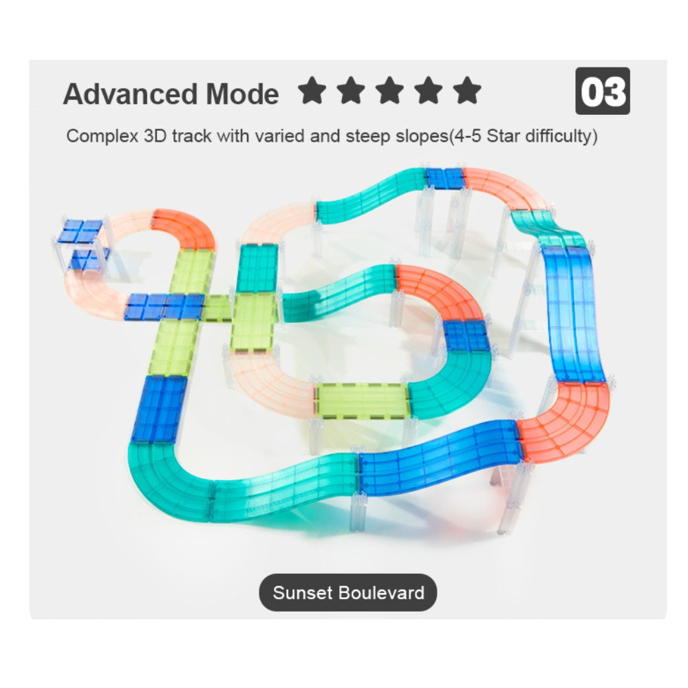 Mideer – Racing Track Grooved Magnetic Tiles Building Set - photo 5