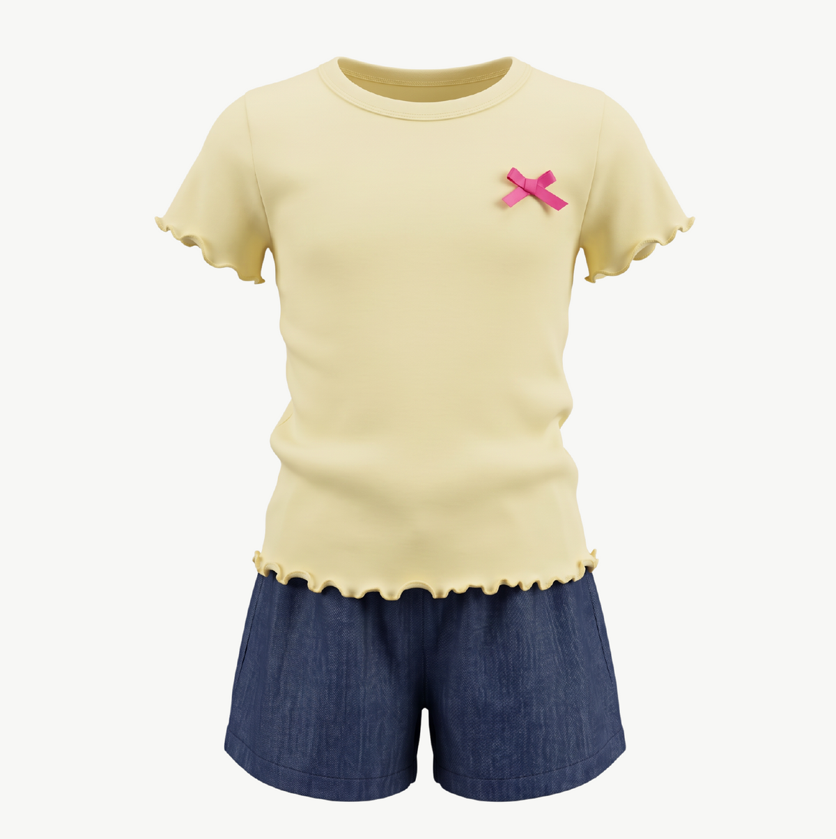 Older Girls Denim shorts & Rib Tee Sets - photo 2