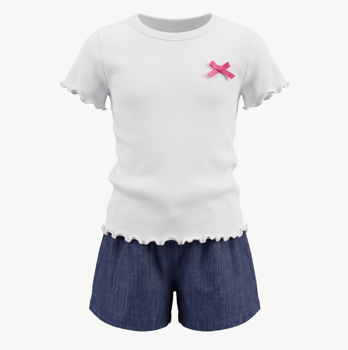 Older Girls Denim shorts & Rib Tee Sets - photo 3