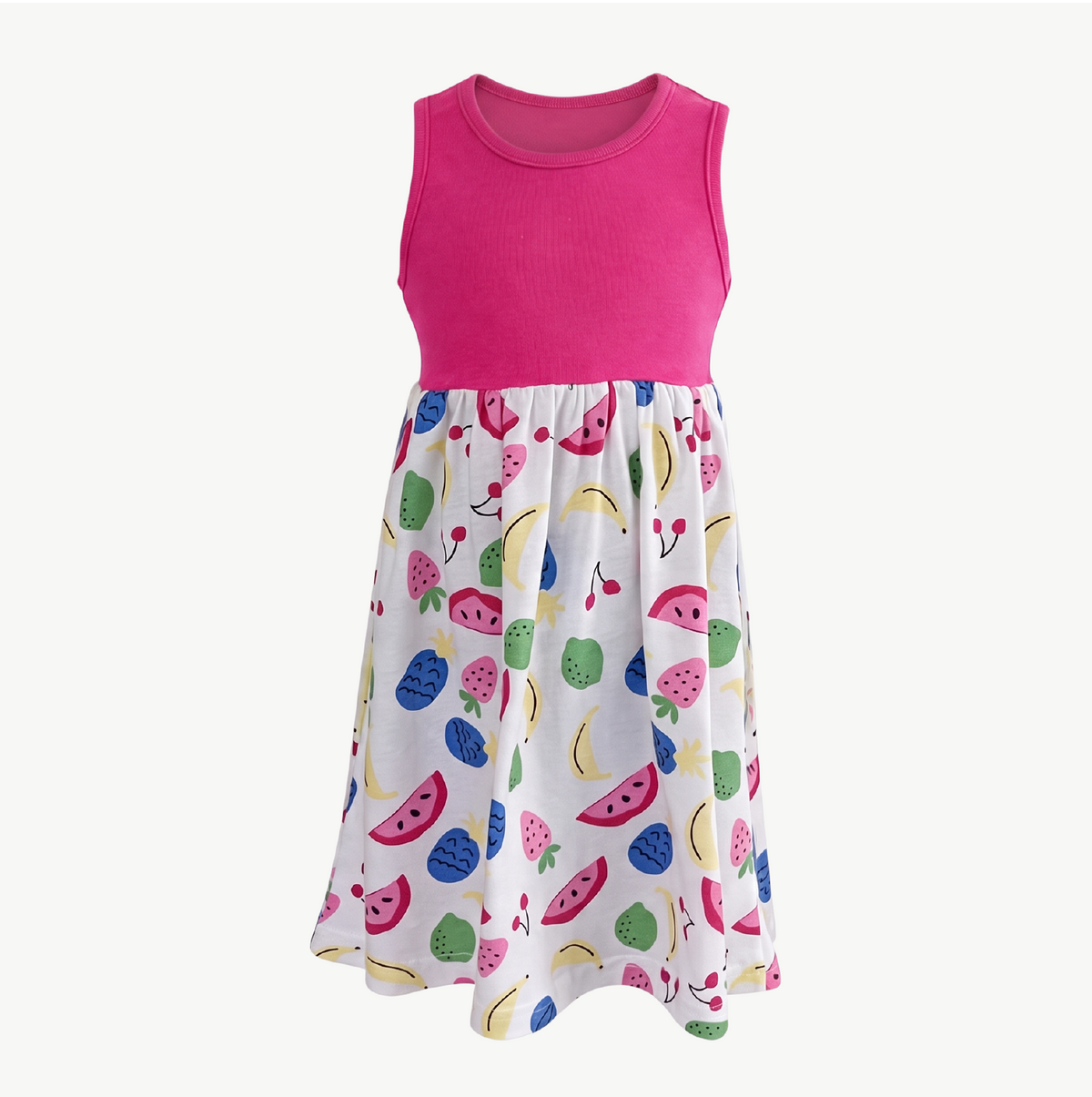Pre-Girls Summer Dress Plain top with printed bottom - photo 2