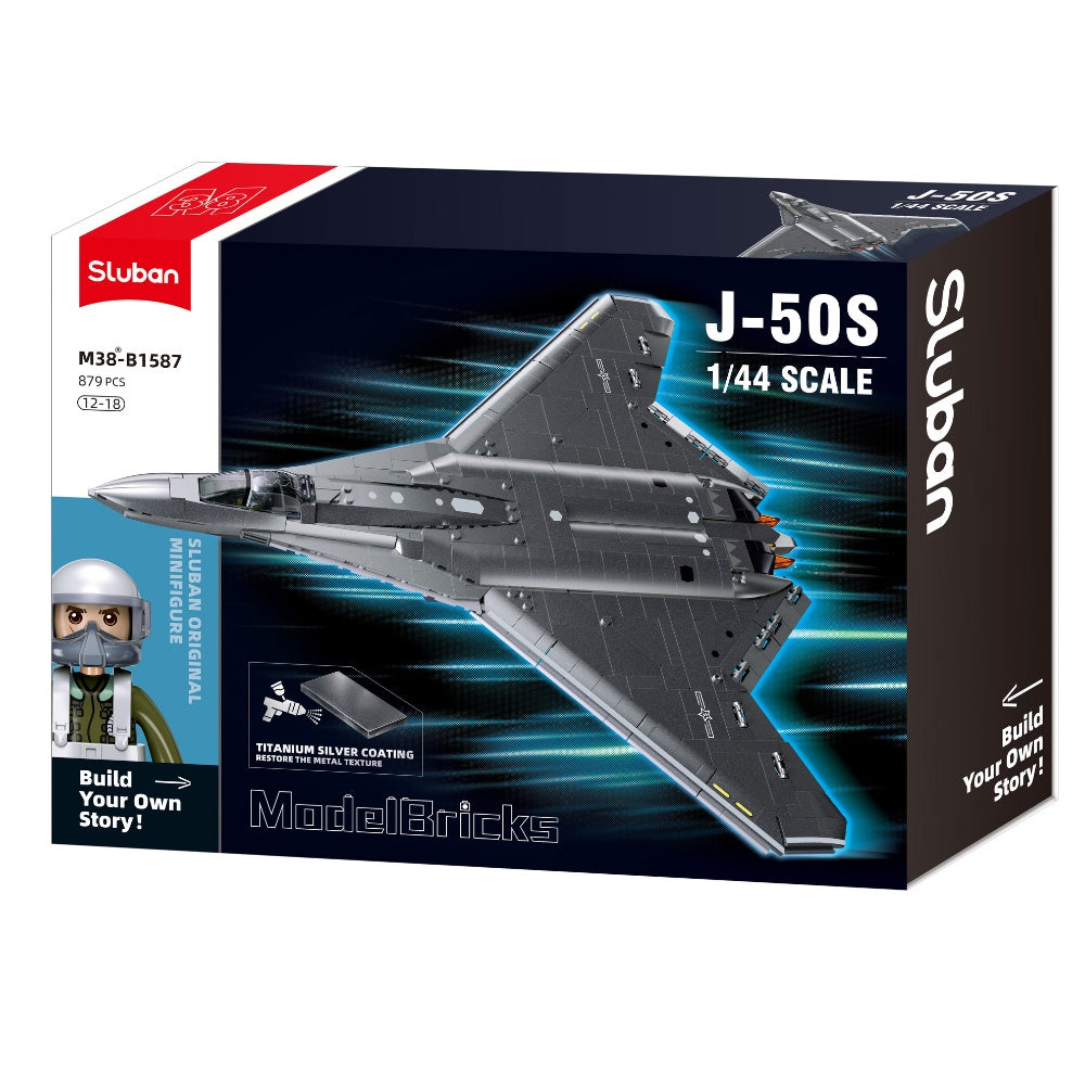 Sluban Building Set: ModelBricks - J-50S Stealth Fighter Jet - 879pcs
