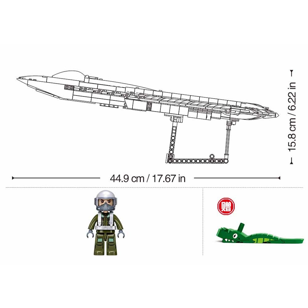 Sluban Building Set: ModelBricks - J-50S Stealth Fighter Jet - 879pcs