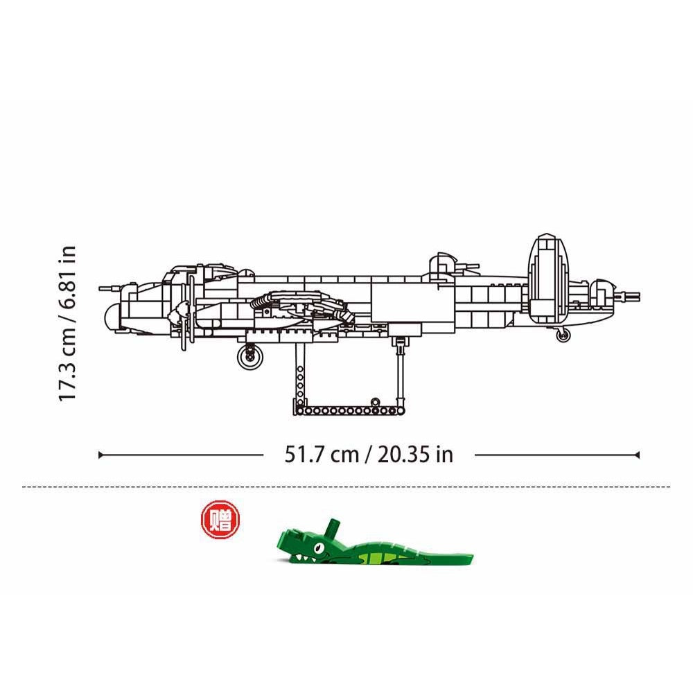 Sluban Building Set: ModelBricks - 1/44 Scale Lancaster Bomber - 1382pcs
