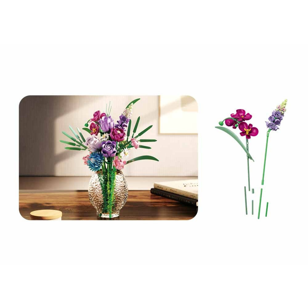 Sluban Building Set: Pleyerid - Mixed Flower Bouquet with LED Lighting
