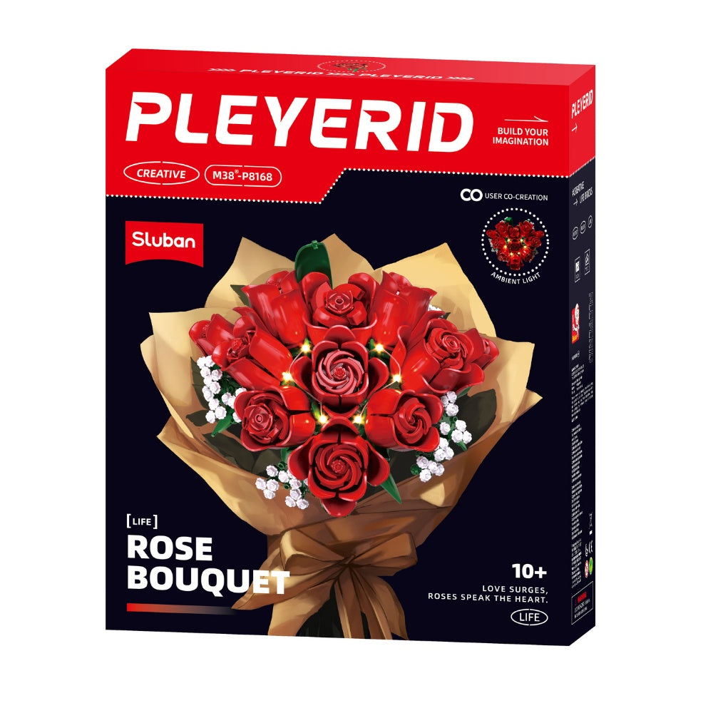 Sluban Building Set: Pleyerid - Red Rose Bouquet with LED Lighting
