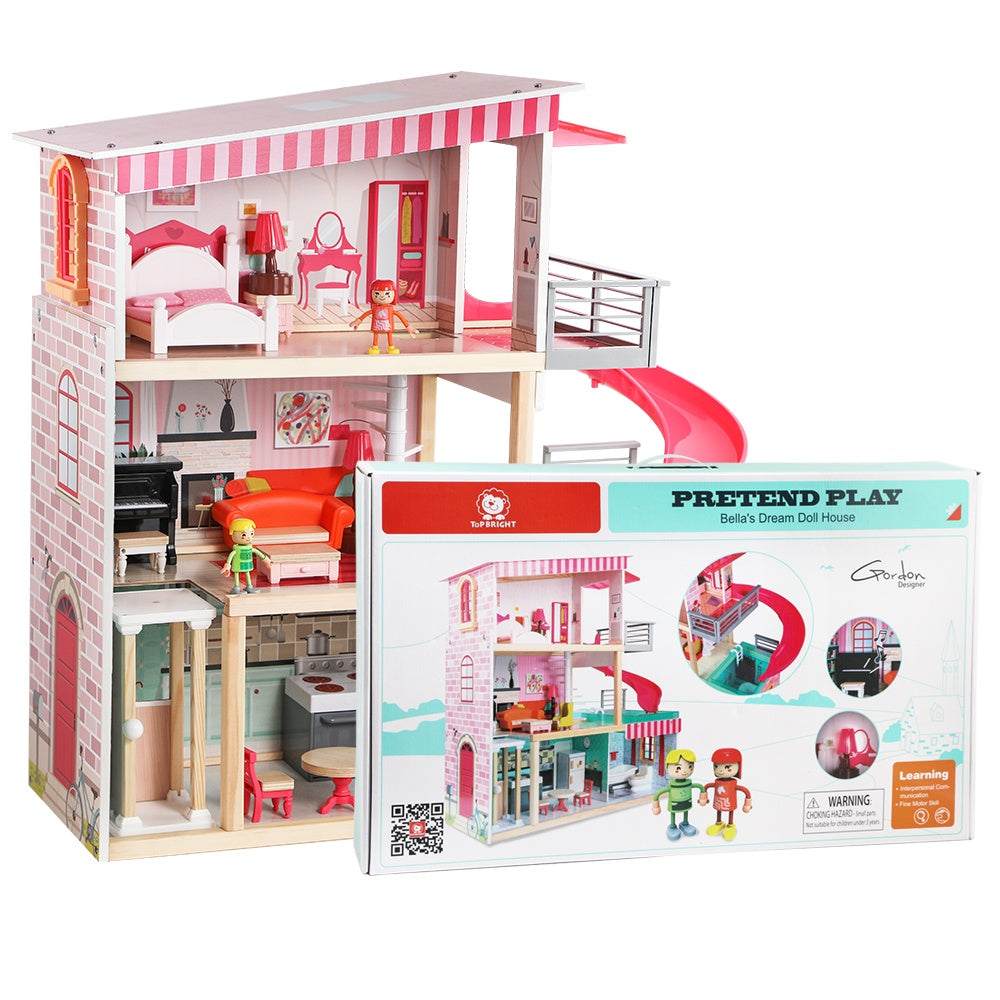 TopBright – Modern Doll House – Fully Furnished with Lights & Sounds – 80 x 25 x 75 cm – 20pcs-**