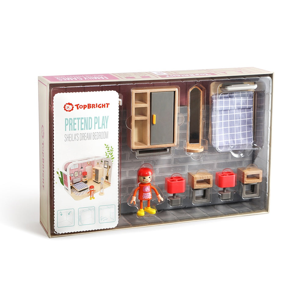 TopBright – Pretend Play Sheila’s Dream Bedroom Mini Dollhouse-**