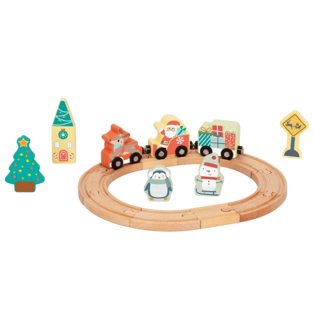 hi Pando – Wooden Christmas Train Set – 19pcs