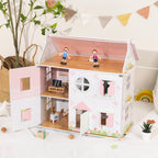 TookyToy – 2-Storey Wooden Doll House & Accessories