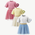 Girls (2-7y) Tulle Skirt & Tee Sets  + Scrunchie