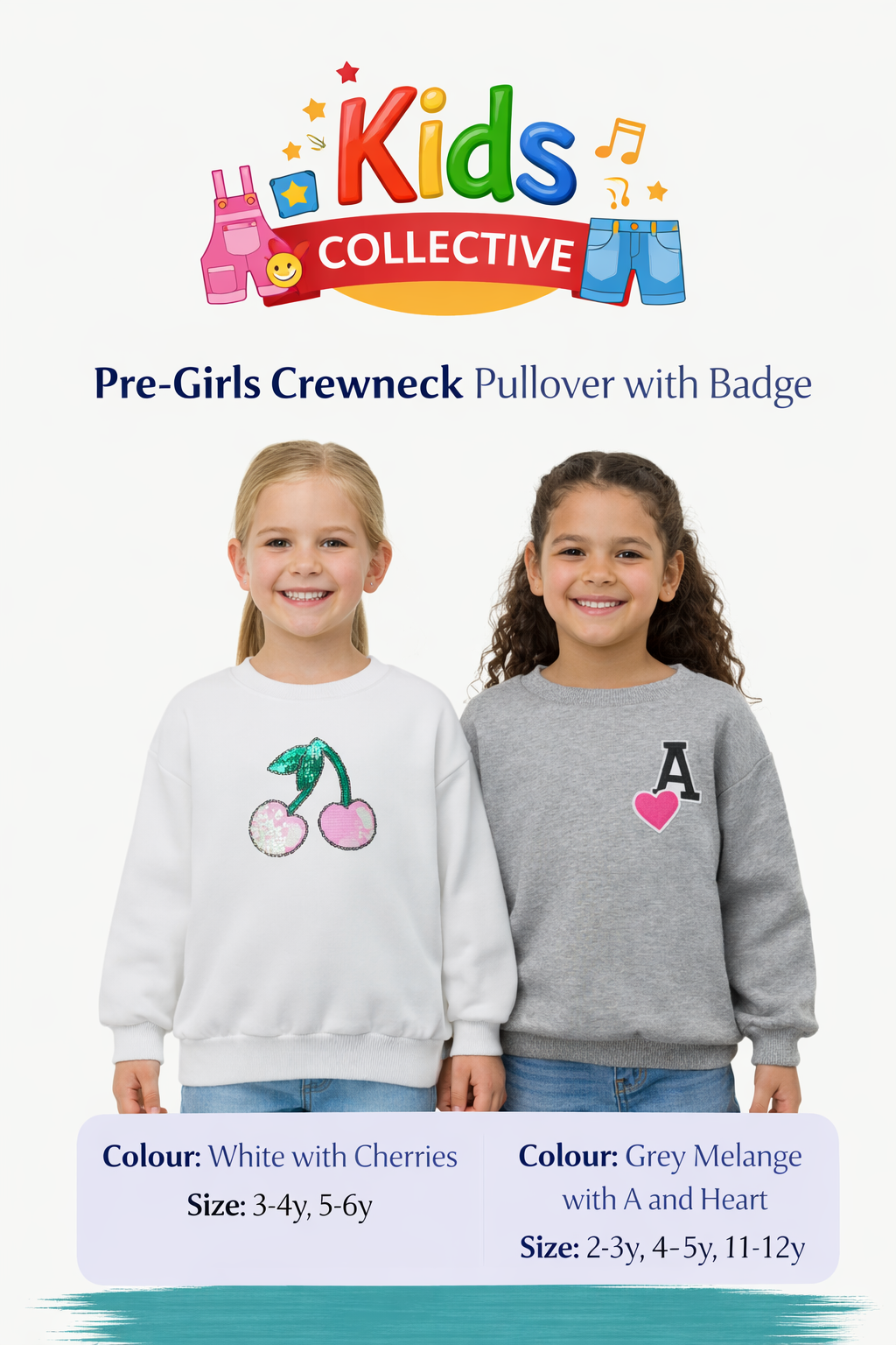 Pre-Girls Crewneck Pullover with Badge