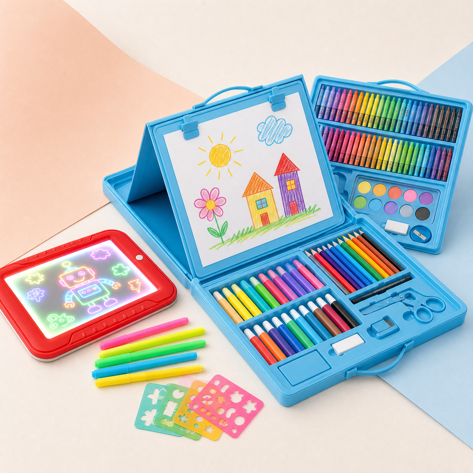 Creative Time Kit: Neon Sketch Pad & 208-Piece Art Set