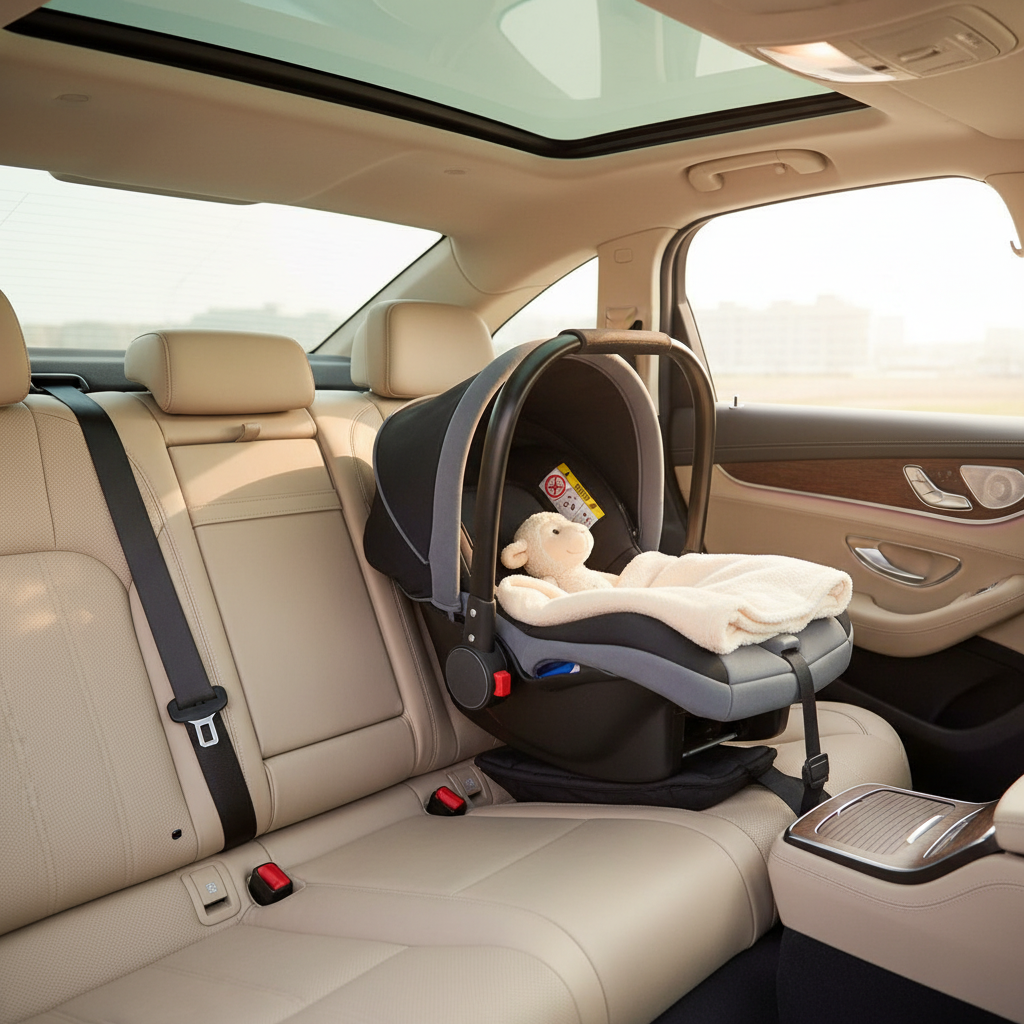 Baby Basket Car Seat - In Car