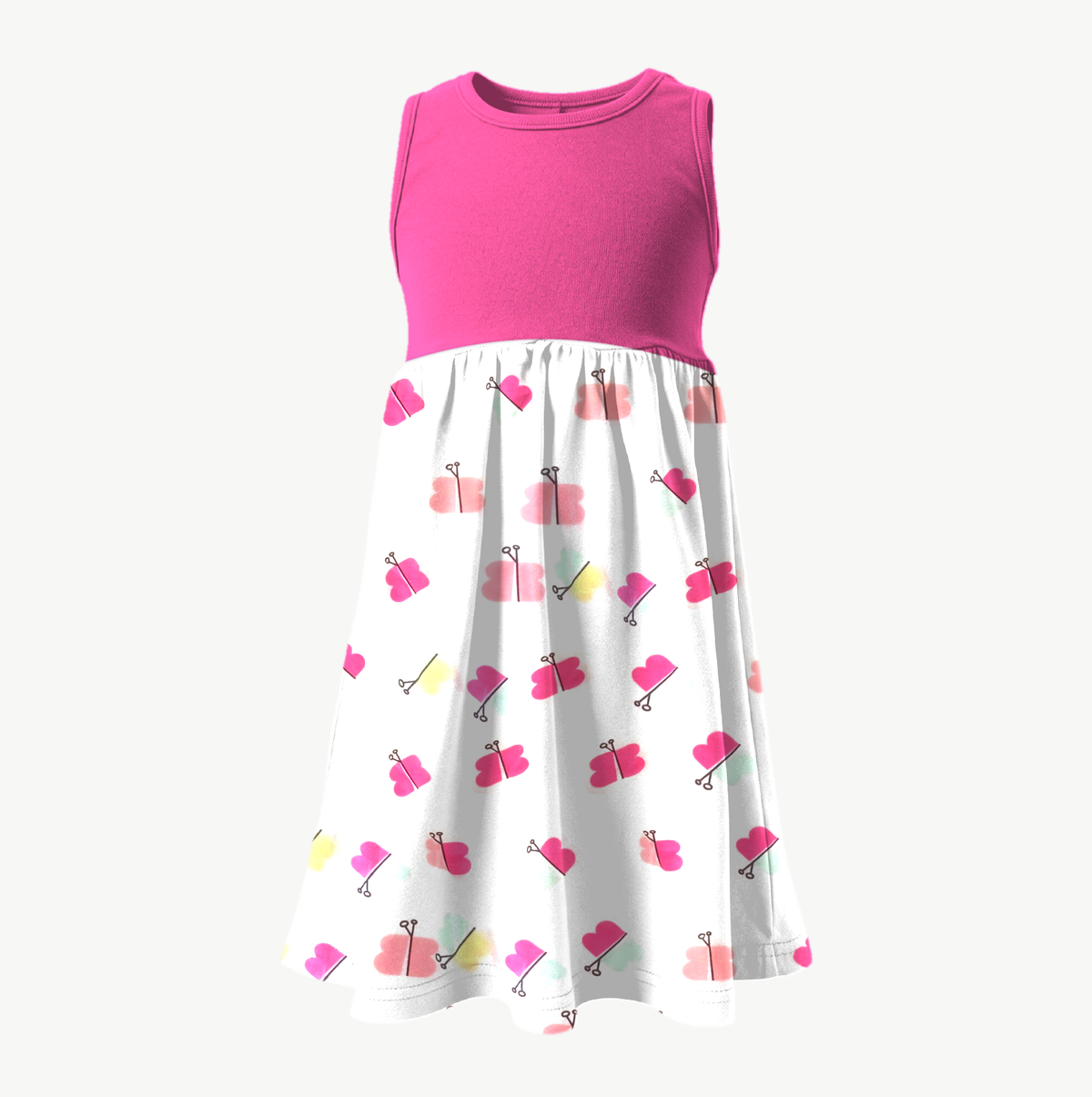 Pre-Girls Summer Dress Plain top with printed bottom - photo 4