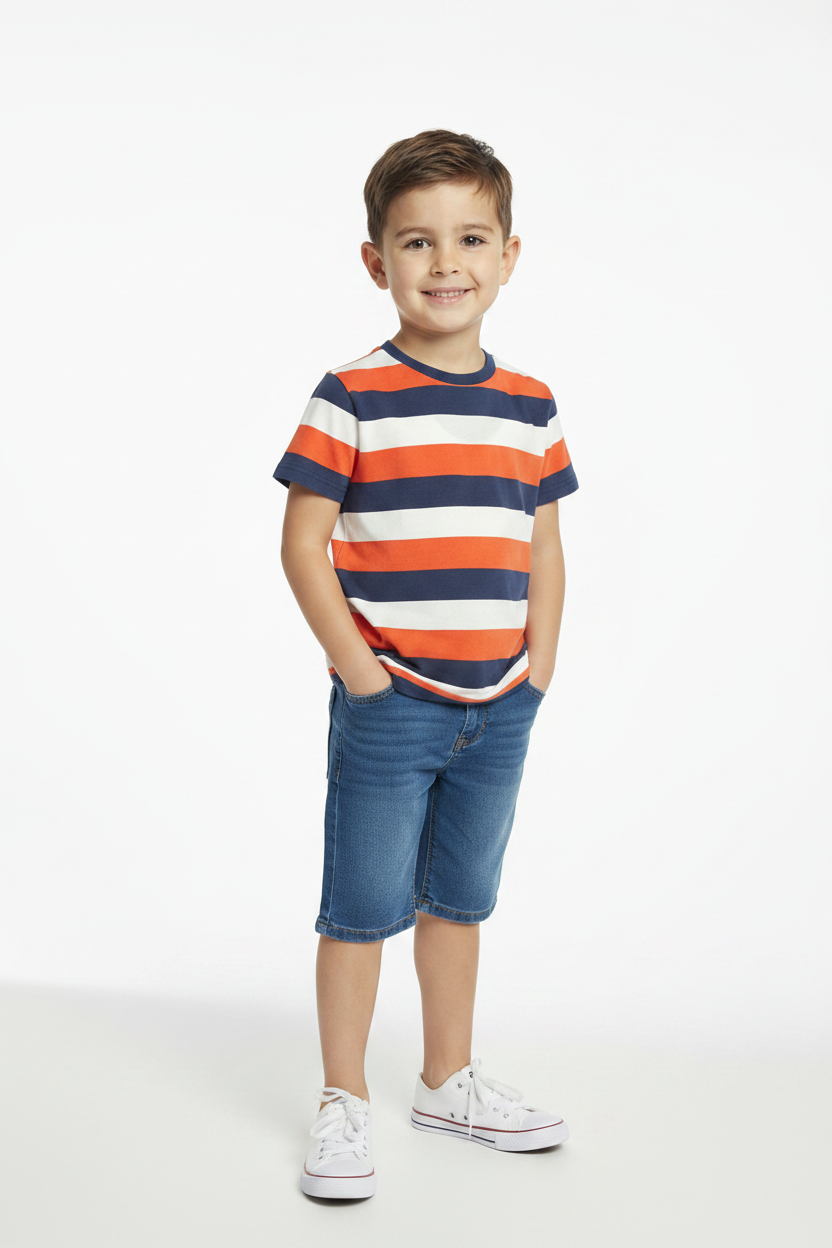 Orange Navy Stripe - Lifestyle Pose